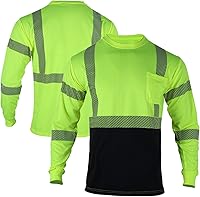 Vista 9 de FONIRRA Camisetas reflectantes de seguridad de alta visibilidad para hombres con manga larga, camisas de trabajo de construcción ANSI Clase 1