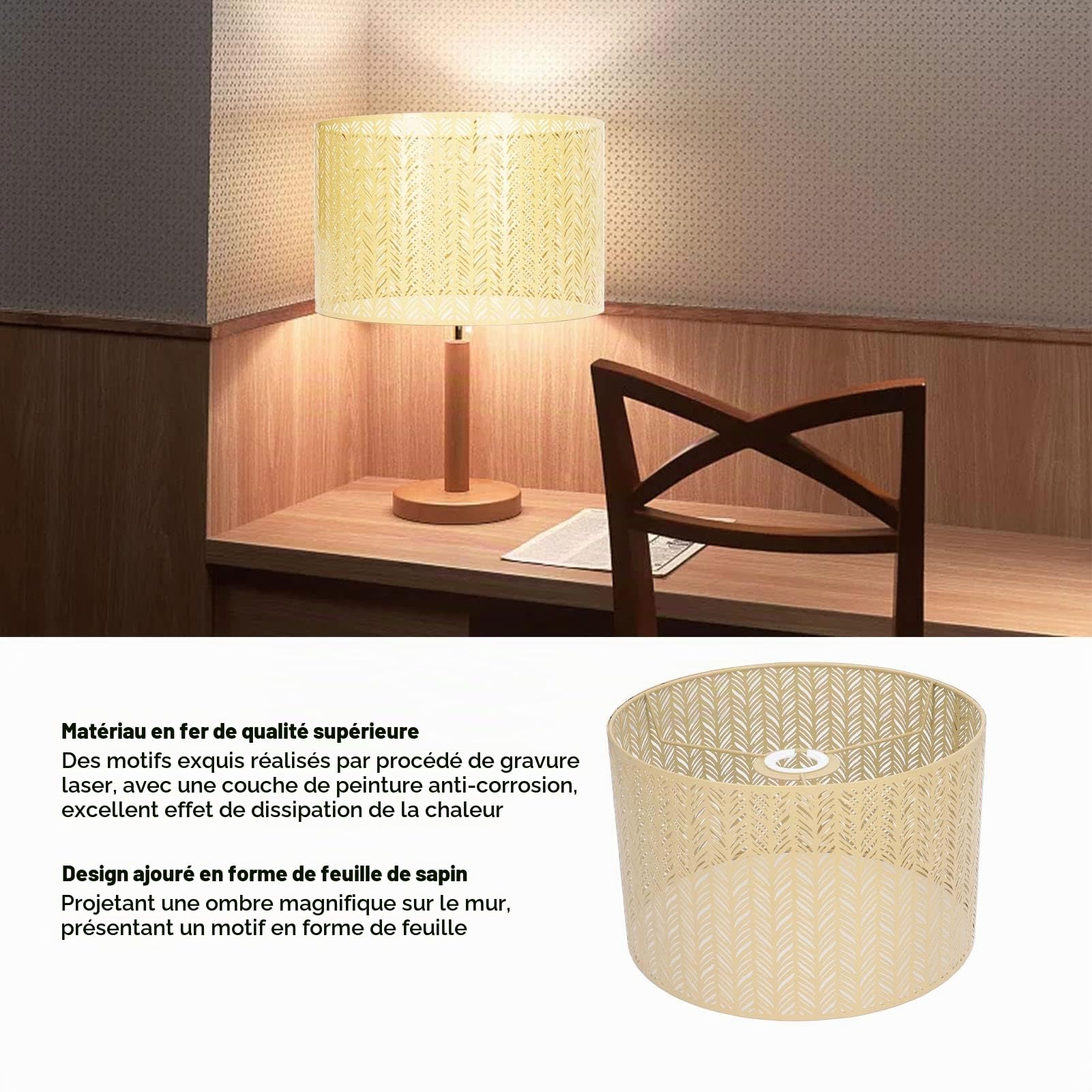 Tissting Abat-Jour évidé en Baril de Fer 25x16cm Or E27 E14 Universelle Bonne Couverture de Lampe de Dissipation Thermique Remplacement pour Lampes De Table, Lampadaires