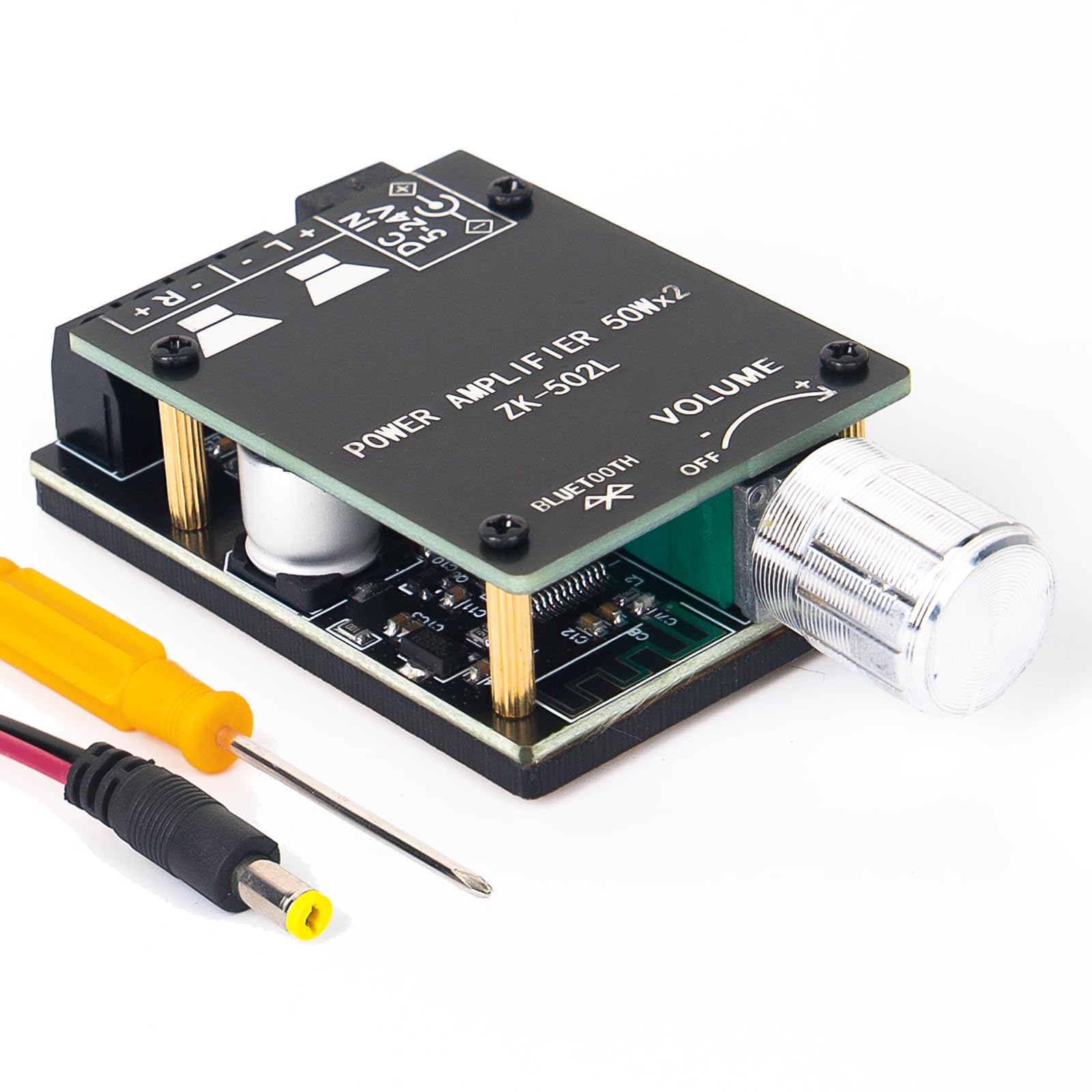 2x50W Bluetooth Module 5.0 for Home DIY Projects, Rotatable Volume Control, 5V-24V Audio Amplifier Board
| Mini 2x50W 5