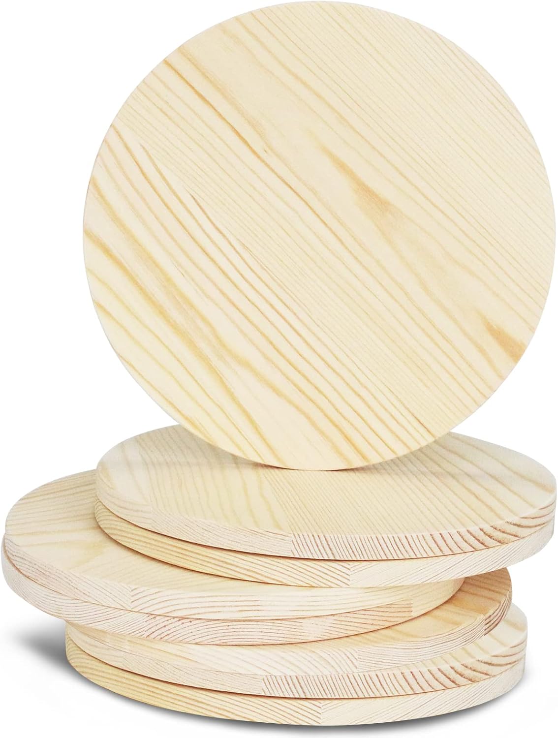 8 Pack Unfinished Wood Crafts,8 Inch Blank Round Wood Discs 3/8" Thick Wood Circles