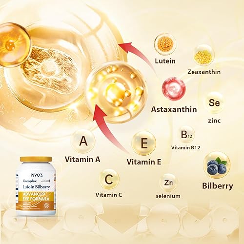 Miniatura 6 de NYO3 Vitaminas oculares con luteína y zeaxantina, fórmula patentada para los ojos, recomendada por NIH, arándano avanzado y astaxantina, vitaminas