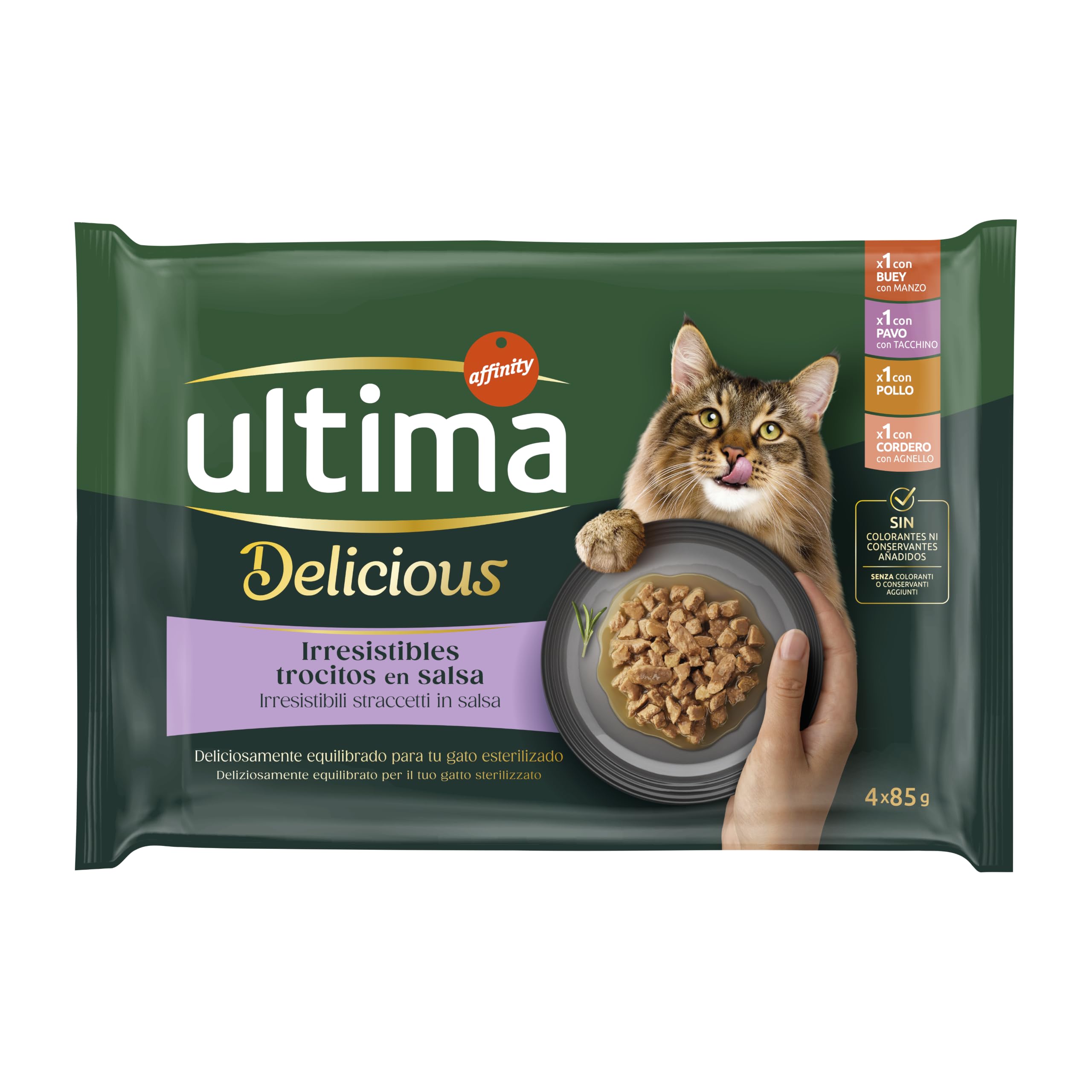 Ultima Mokra karma dla kotów z odmianami mięsa - 4 x 85 gr. X 12 (4,08 kg) - 4080 g