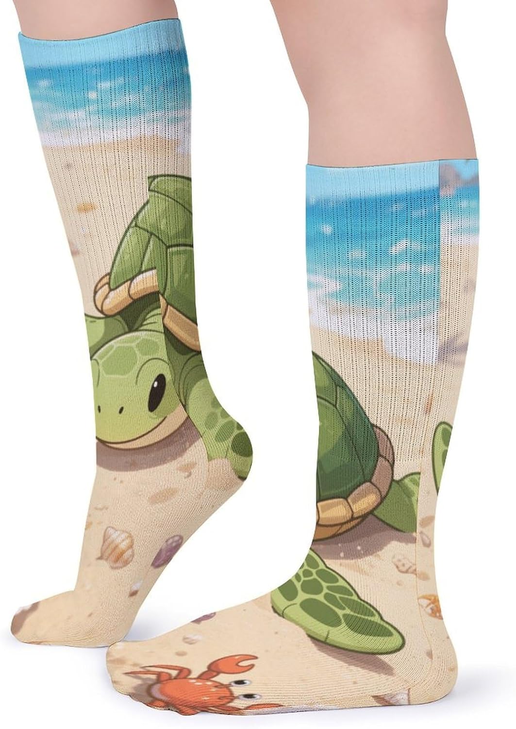 A Turtle Basking in The Sun Crew Socks High Stocking Thermal Socks | Tube Socks-Breathable-Moisture-Soft-wicking for Hospital Pilates Yoga for women men Grippy for office and daily walking