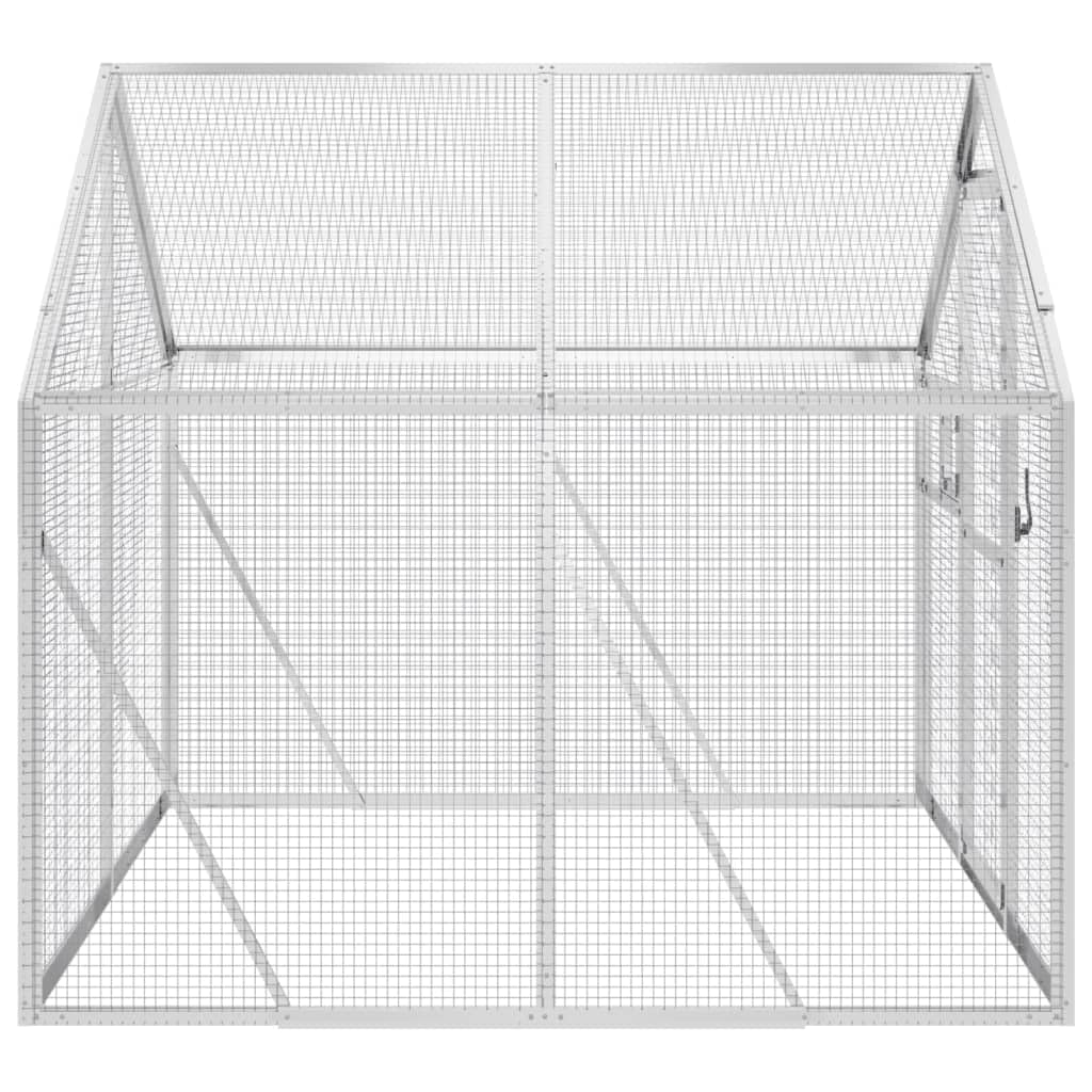 IKAYAA Pajarera Exterior en Jardín, Jaula Grande para Aves, Casa para Aves Exóticas, Voladera de Jardín 1,79x2x1,85 m Plateado