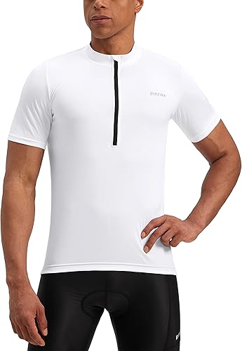 Miniatura 2 de Bikewa Maillot de ciclismo para hombre que absorbe la humedad, manga corta, UPF media cremallera, ciclismo, ciclismo de carretera, camisas para