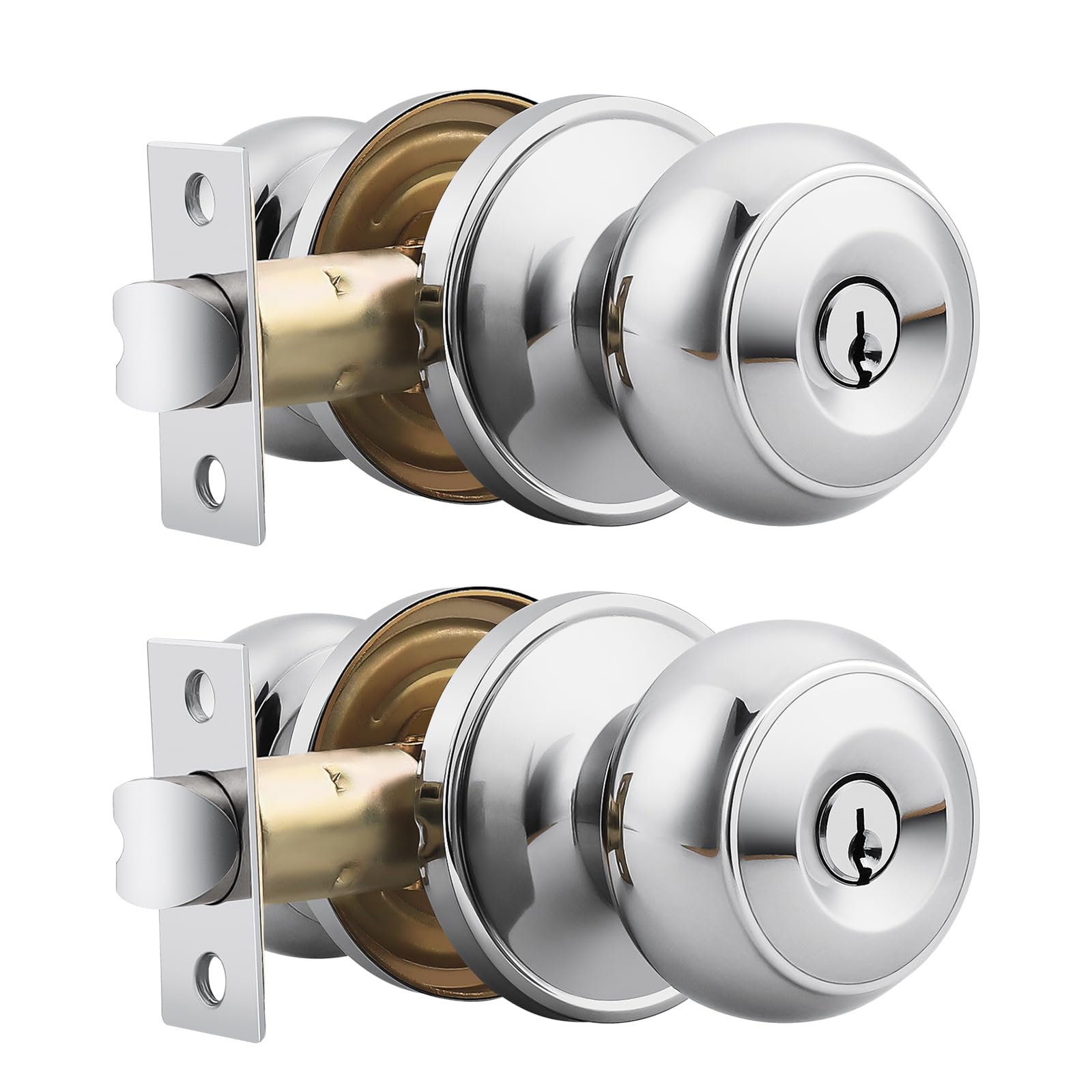 Polished Brass Door Knobs - Keyed Entry Locks -22