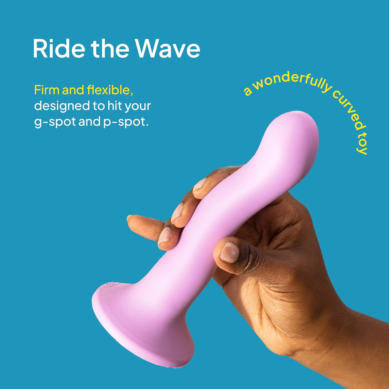 Hello Cake Pretty Big Dil - 6.6 inch Dildo - Curvy and Wavy Design Targets G-Spot and P-Spot - Firm, Yet Flexible - Body-Safe Silicone - Waterproof Suction Base for Men and Women - Harness Compatible