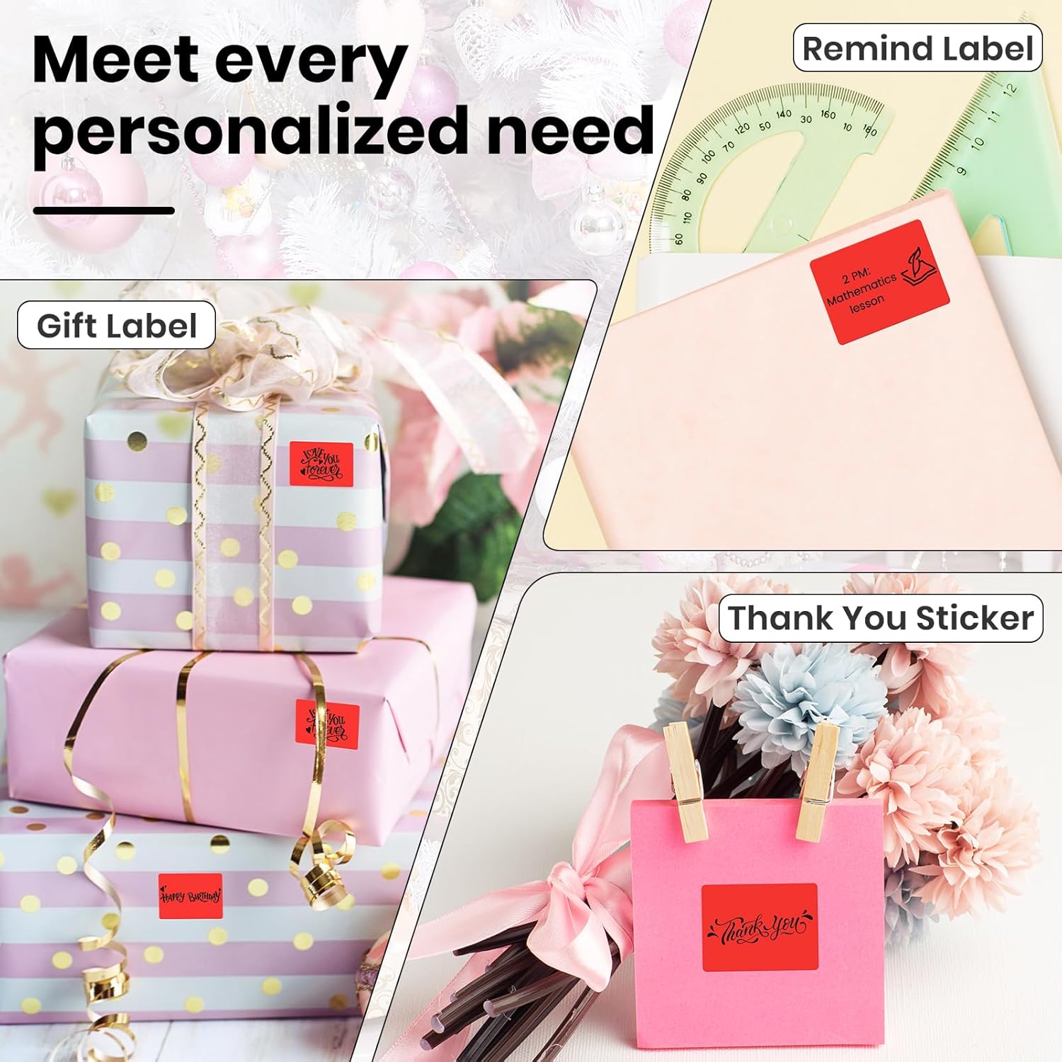 Red Thermal Labels 1.57 × 1.18 Inch Vinyl Waterproof Stickers Self-Adhesive Address Decals Compatible with M110/M220 300 PCS - Image 7