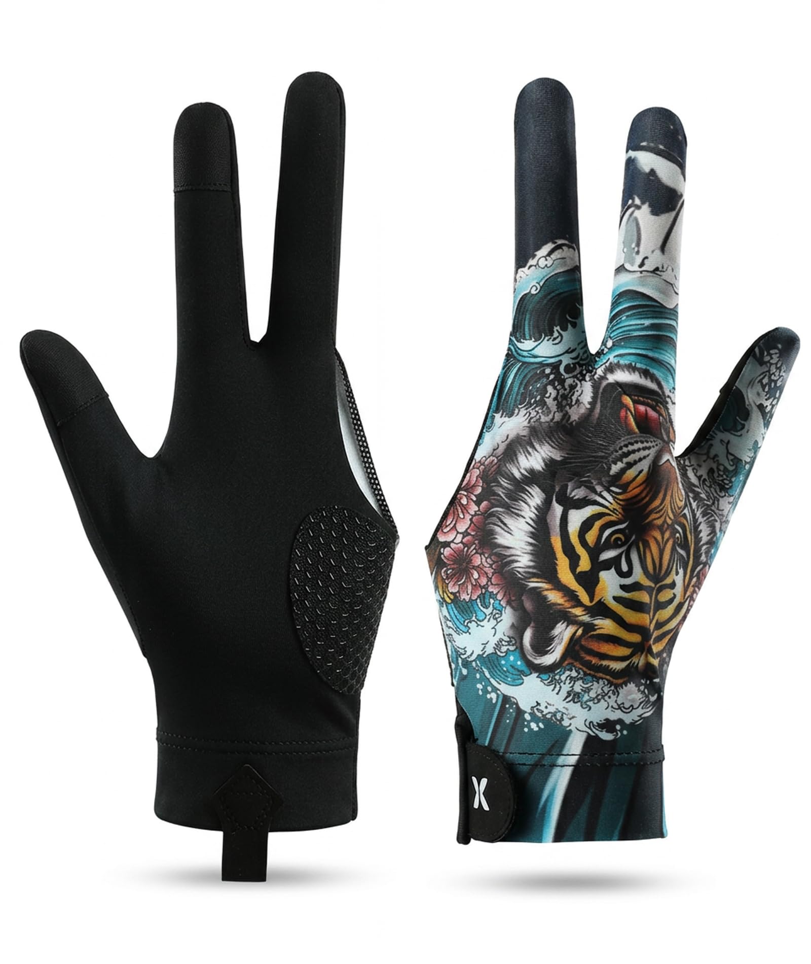 Snooker Gloves Left Hand, Enhanced Grip Snooker Gloves for Left-Handed Players, Three-Finger Touch Screen Design, Tiger Pattern Snooker Glove for Competitive Matches and Casual Play-picture-14