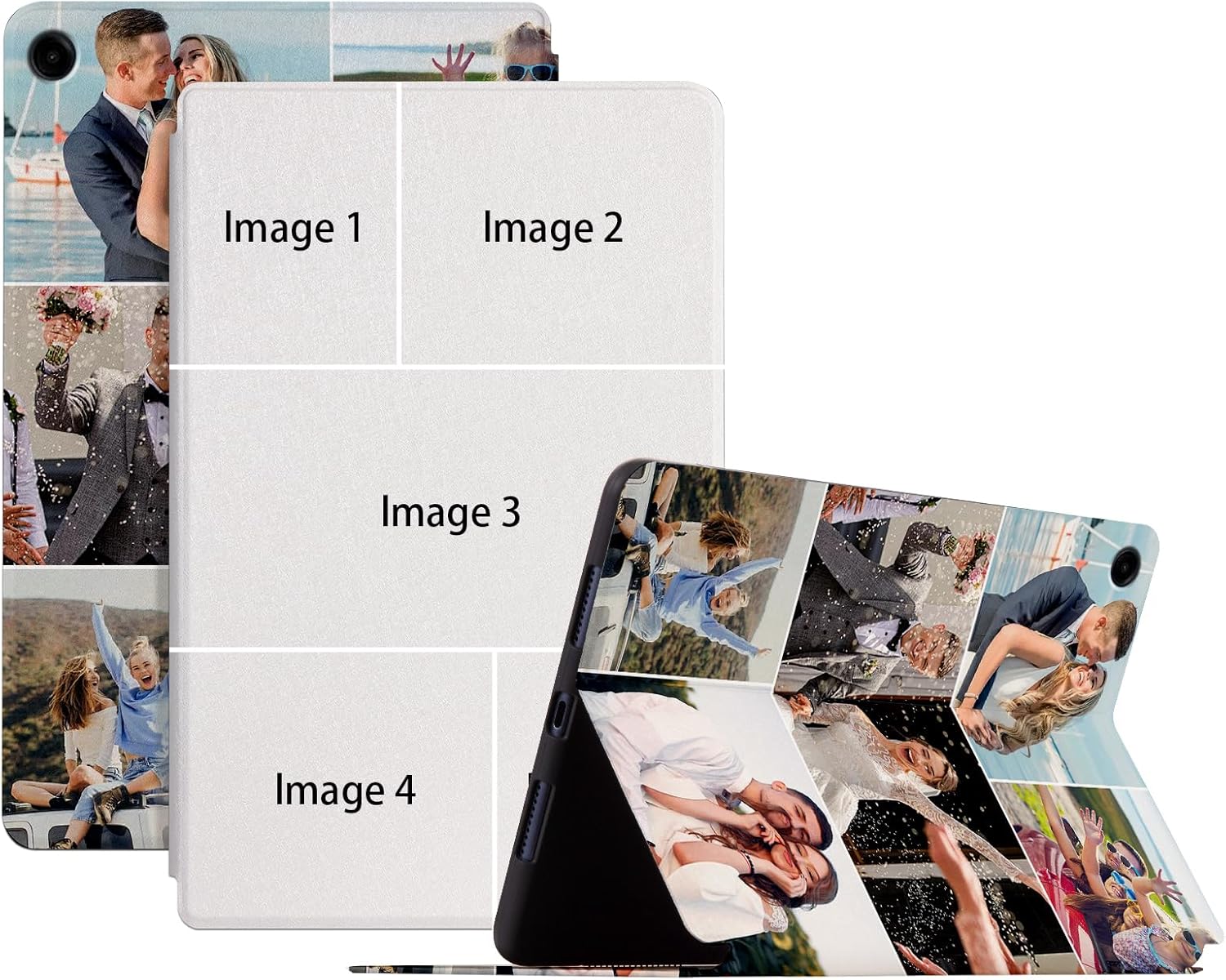 Personalized Case for Fire HD 8 & Fire HD 8 Plus Tablet Case for Kids(12th/10th Gen, 2024/2022/2020) Customize Multi-Photos Collage Pictures Leather Flip Stand Cover Shockproof Auto Sleep/Wake