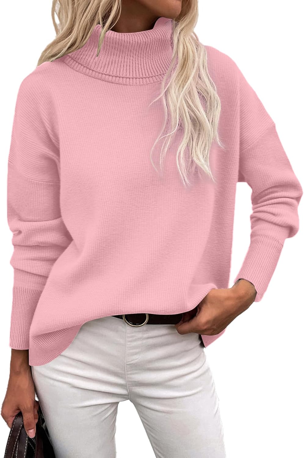 Zeagoo Women's Turtleneck Sweater 2026 Fall Winter Chunky Knitted Pullover High Low Hem Trendy Basic Jumper Top