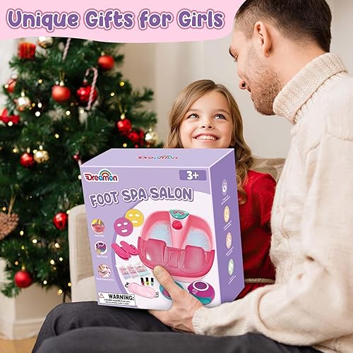 Miniatura 7 de Kit de spa de pies y uñas para niños, kit de día de spa para niñas con máscara de baño de pies y secador de uñas, kit de juguetes de manicura y