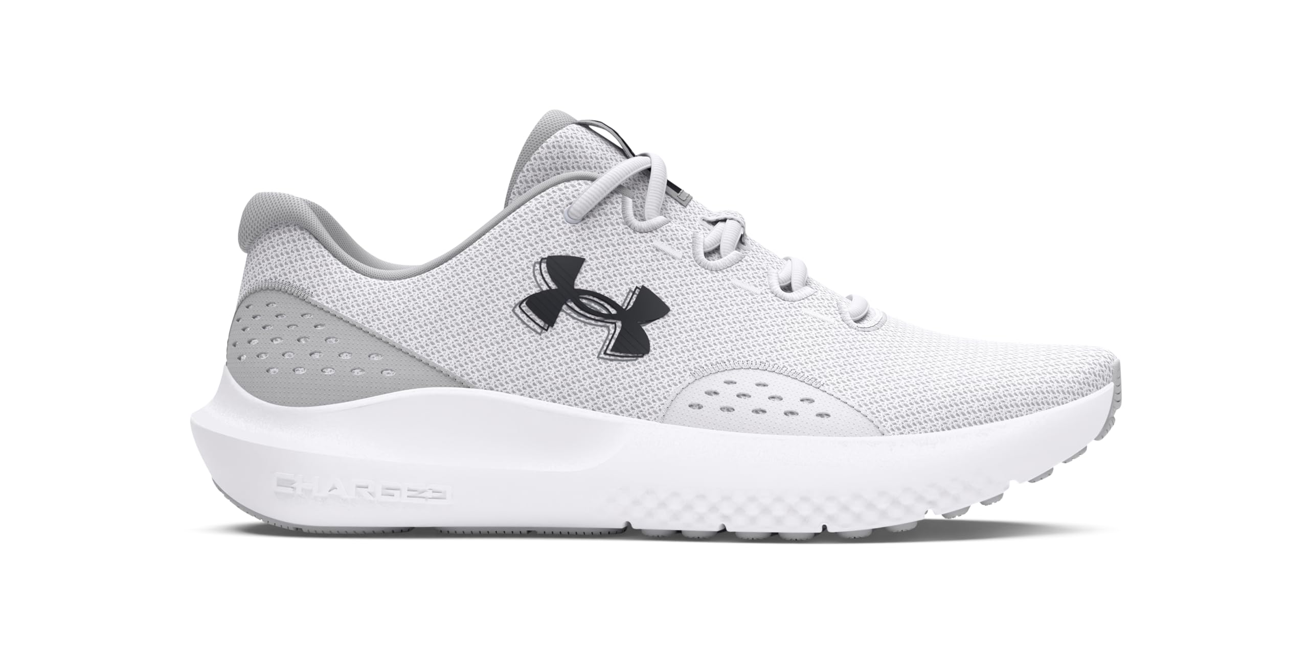 Under Armour Erkek Charged Surge 4 Koşu Ayakkabısı, (100) Beyaz/Halo Gri/Siyah, 44 EU