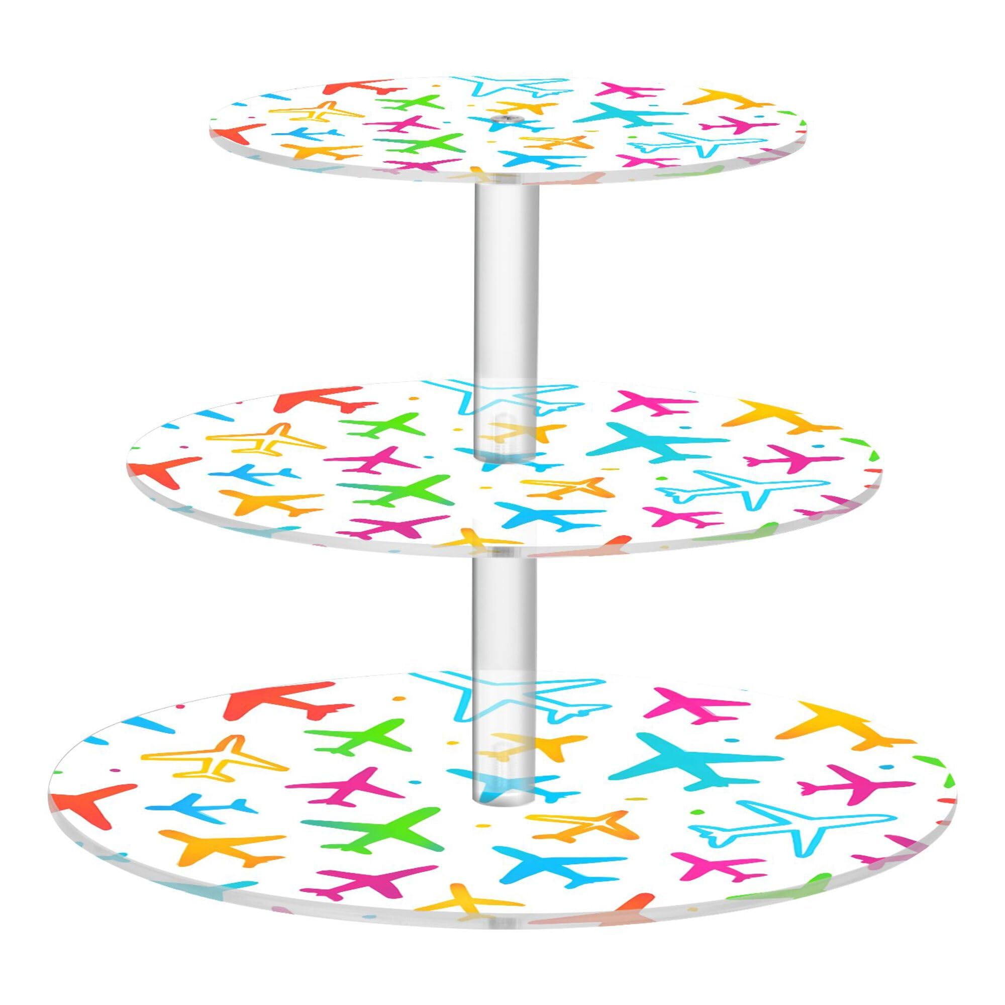 PYBUG Airplanes 3 Tier Acrylic Cupcake Stands Tower,Dessert Table Display Set for Tea Party,Wedding,Birthday, Baby Shower