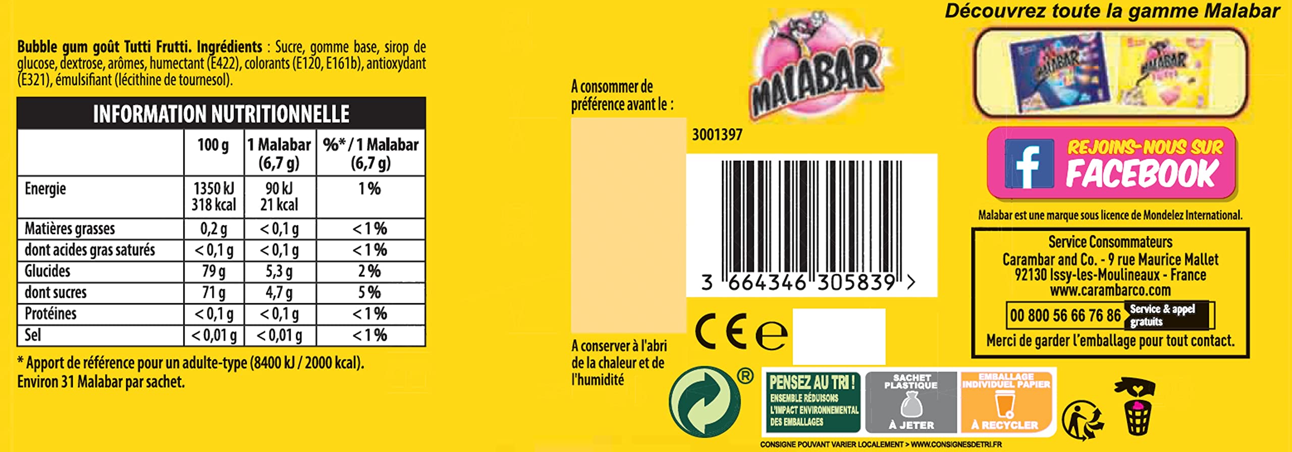Malabar Fruit mélangé Tutti Paquet 67g