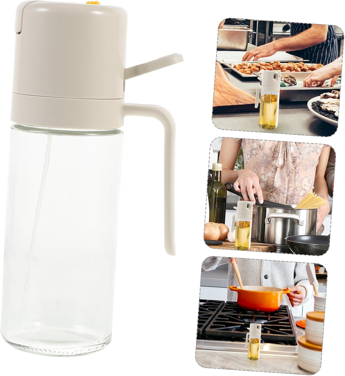 Unomor Oil Dispenser Bottle Reusable Oil and Sauce Cruet Spray Function for Kitchen Easy to Clean Container for Vinegar and Seasonings