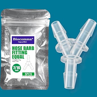 Hose Barb Fitting Equal Barbed Y Shaped 3 Way Plastic Joint Splicer Mender Adapter Union for Air Line Tubing Pipe 7/16" 5PCS
