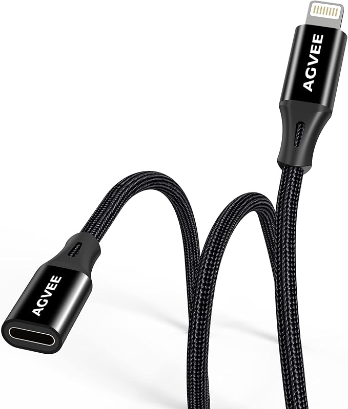 AGVEE [15ft] Lightning Extension Cable Braided Female to