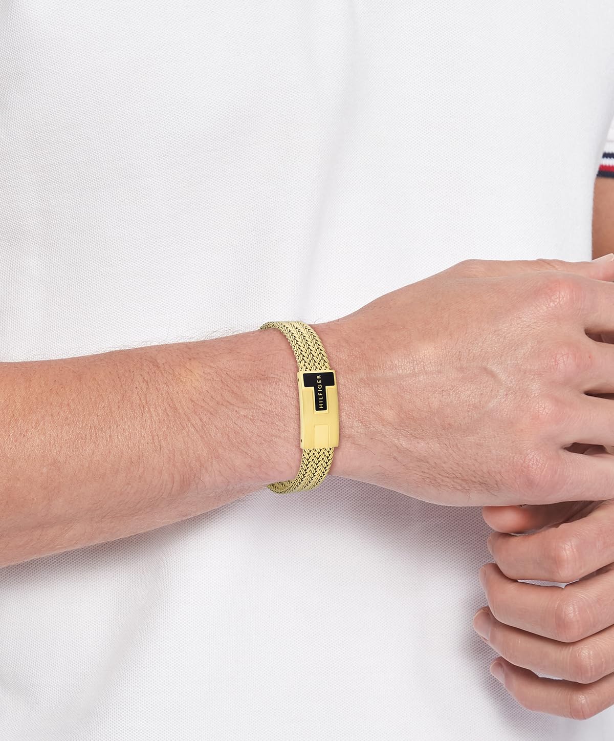 Tommy Hilfiger Bracciale con catena regolabile in maglia dorata da uomo NAUTICAL MESH Collection