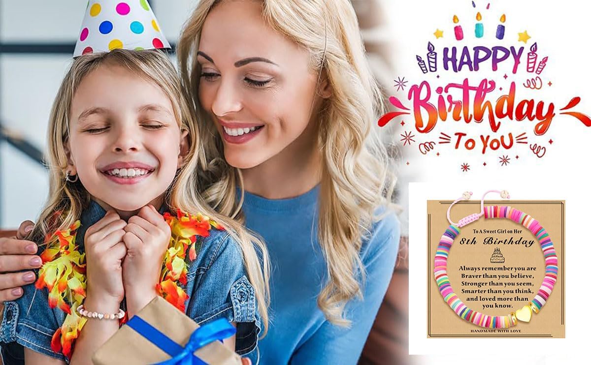 Happy Birthday Bracelets Gifts for 8-12 Year Old Girls,Heart Charm Bracelets Gifts for Teen Girls Unique Birthday Gifts for Daughter Granddaughter Niece Sister Friends - Image 6