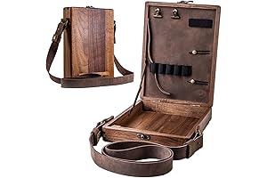 Portable Crossbody Wooden Art Box, Handmade Multifunctional Tabletop Tools Storage Case