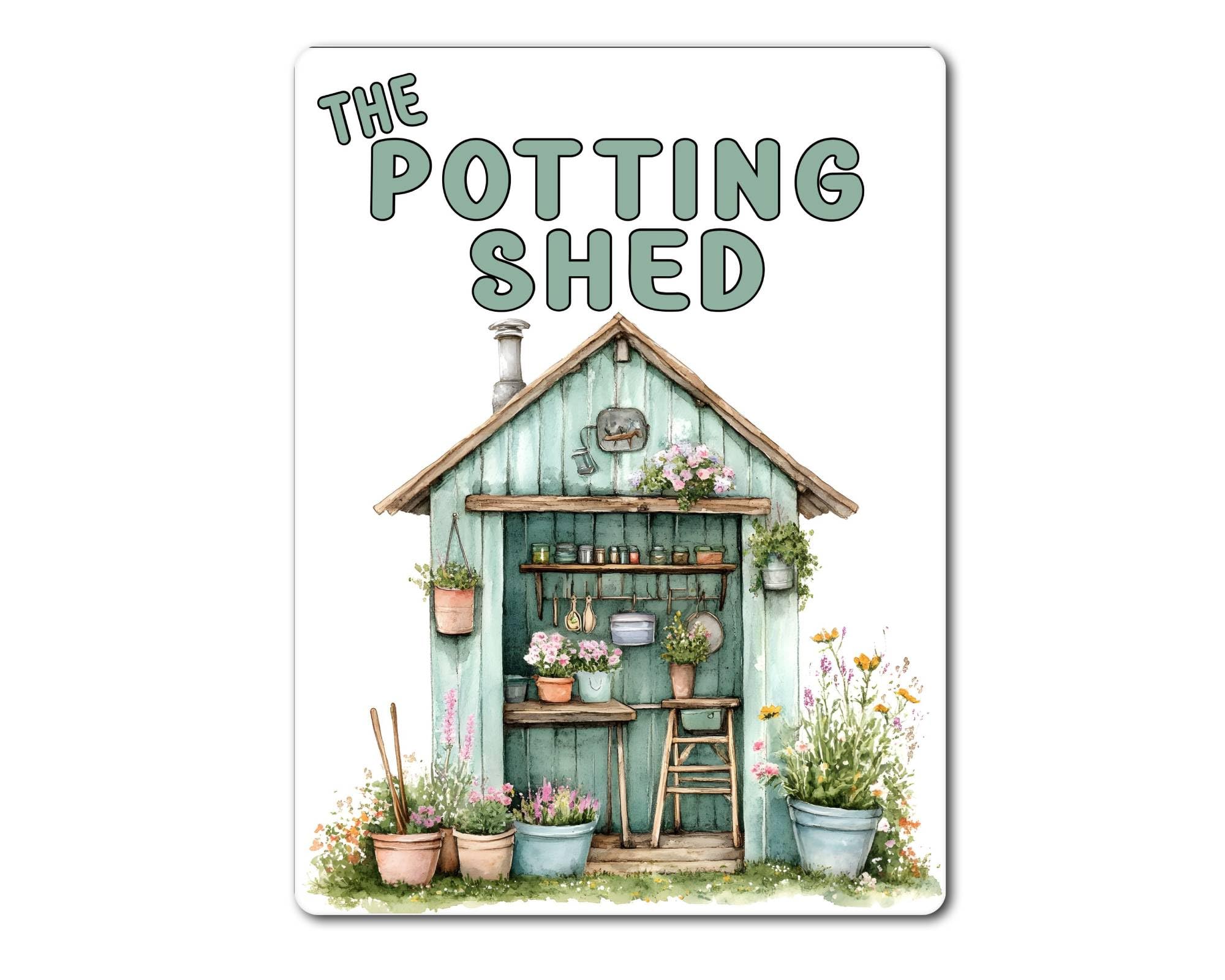 Decalarama Green Gardening Metal Sign Gift – The Potting Shed – - Family Fun Allotment Novelty Aluminium Present