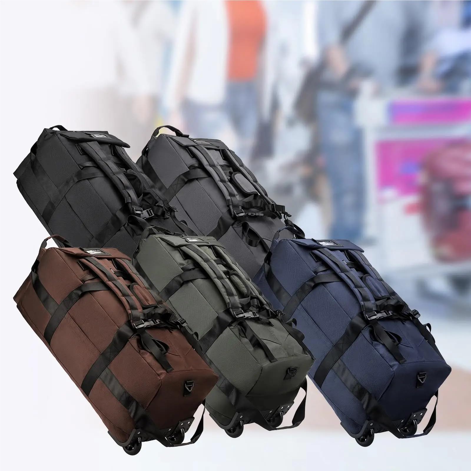 Borsone da Viaggio con Ruote Borsa da viaggio con ruote, borsa porta abiti rotelle, grande valigia portatile for la notte, zaino for spiaggia, d'affari, campeggio, portaoggetti(Gray)