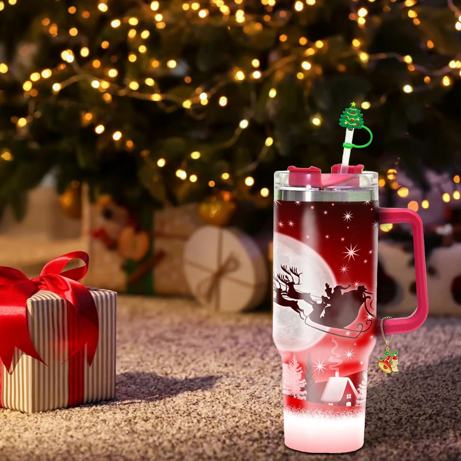 4+2 Christmas Straw Toppers for Stanley Cups & Xmas Handle Charms for Stanley Cup 30&40 Oz with Handles, 10mm Reusable Christmas Stanley Cup Straw Covers,Christmas stanley Cup Accessories - Image 6