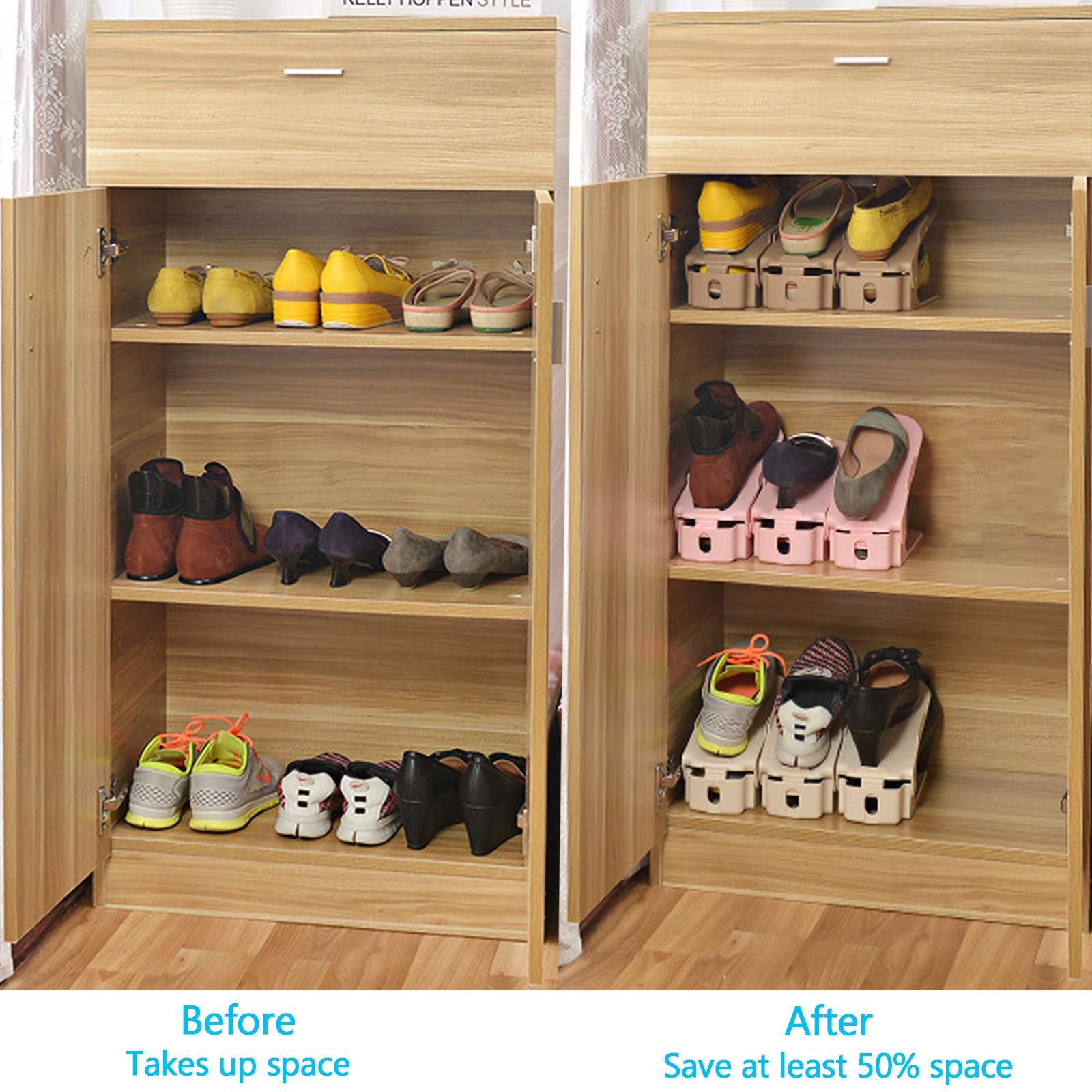 Organizzatore Scarpe Regolabile 6 Pezzi - Salvaspazio Per Armadio, Colore Blu - Foto 6