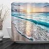 Baccessor Tropical Sea Beach Ocean Waves Shower Curtain Seaside Scene Island Hawaiian Sunrise Beach Theme Waterproof Fabric Shower Curtain with Hooks,72 W x 72 H (180CM x 180CM) - Sea Sunrise