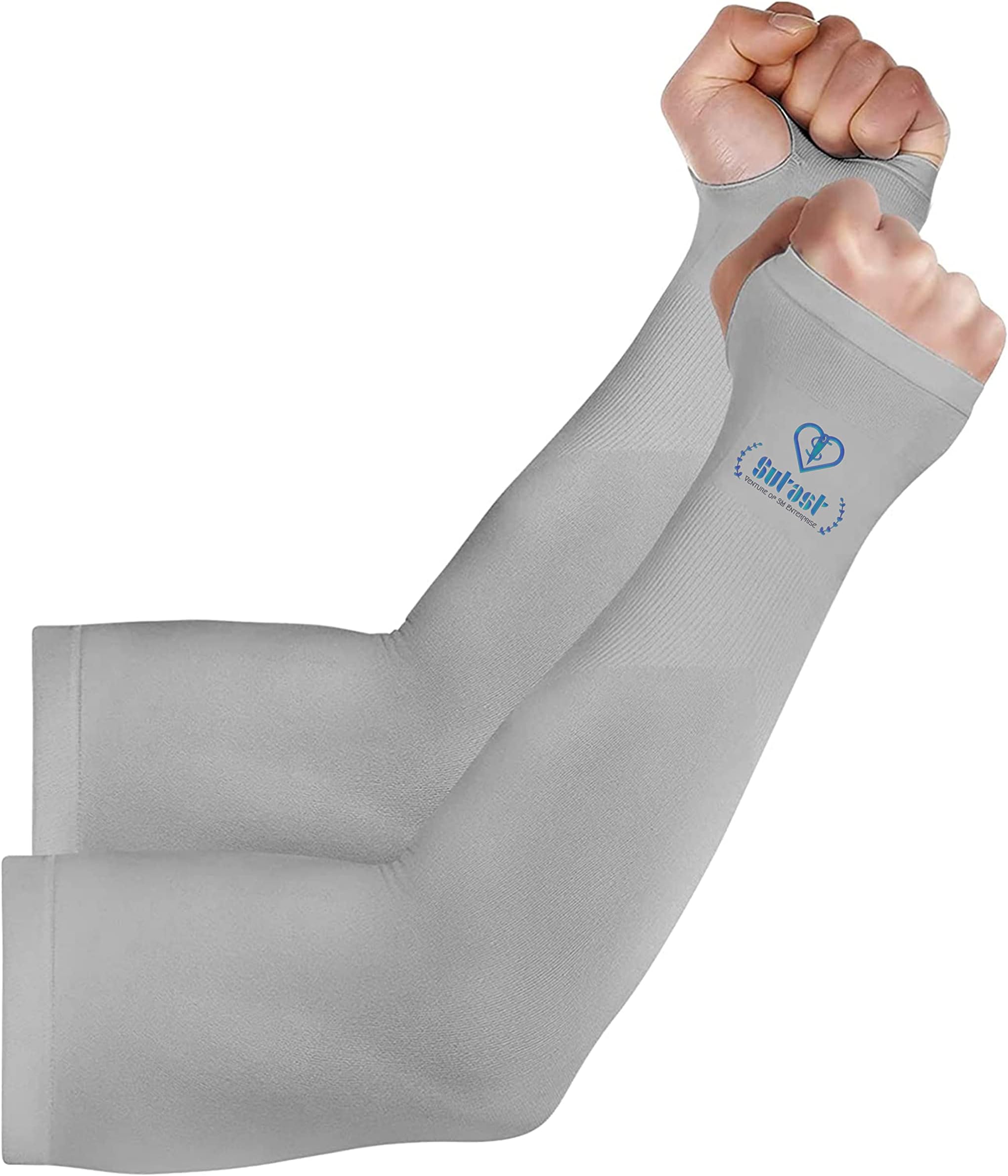 SUTAST Men Women Unisex Sleeve Cricket Driving Hiking Sports Biking Cycling Sunburn Dust Pollution Protection Tatoo Cover Sleeves Gray