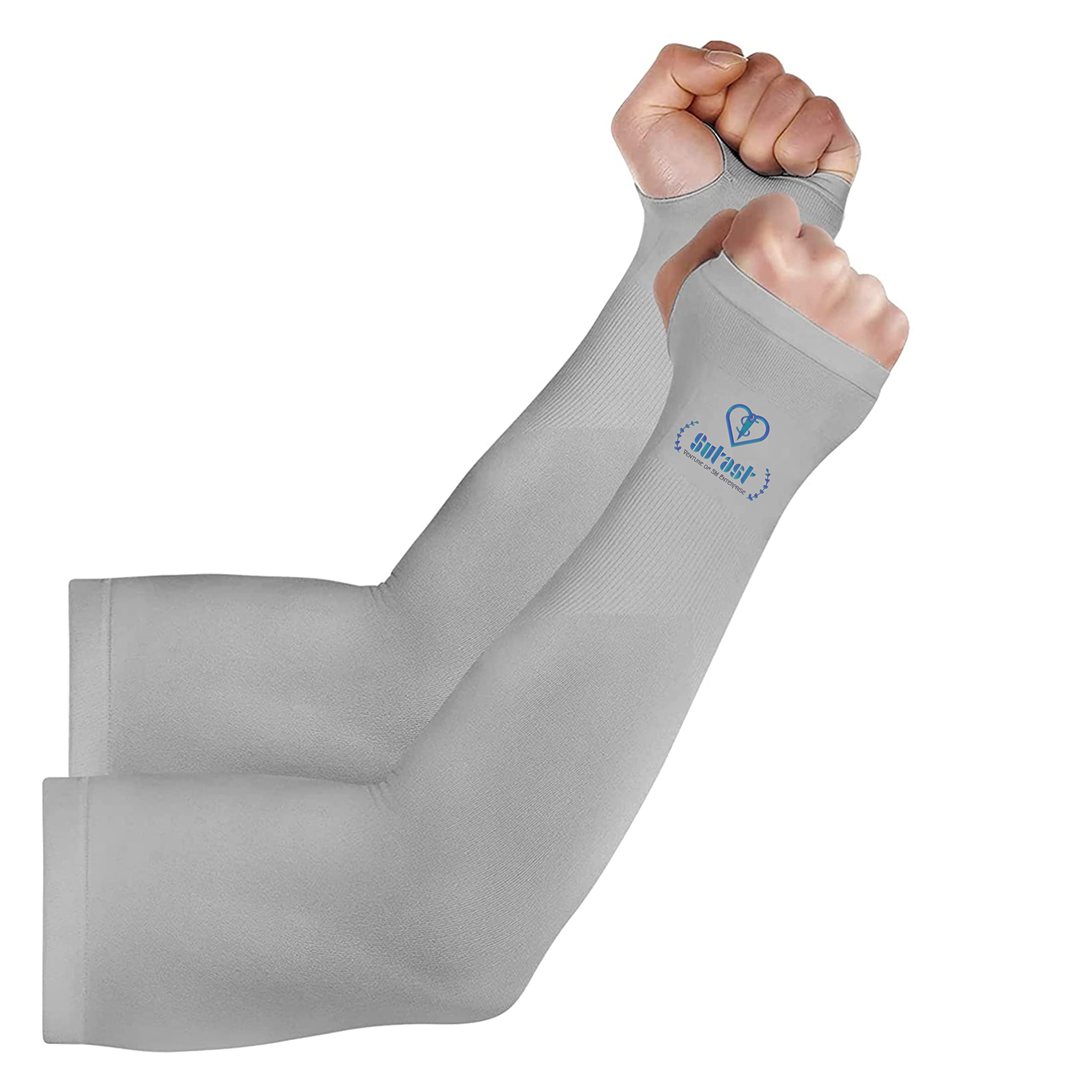 SUTAST Men Women Unisex Sleeve Cricket Driving Hiking Sports Biking Cycling Sunburn Dust Pollution Protection Tatoo Cover Sleeves Gray