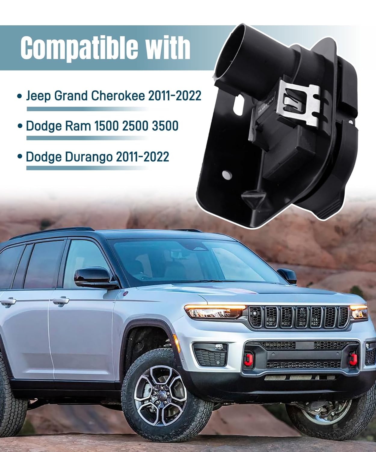 7-Way Trailer Wiring Connector Plug Fit for Dodge Durango 2009-2023 Dodge Ram 1500 2500 3500 Jeep Grand Cherokee 2011-2022，2017-2022 Ford F-250/F-350 Super Duty Replace 56055632AC 68014986AB