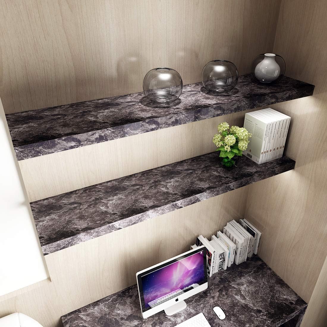 Big Sale Yenhome Black Brown Marble Countertop Contact Paper 200x30 inch Self Adhesive Marble Wallpaper Peel and Stick Countertops Kitchen Bathroom Counter Table Wallpaper Waterproof Removable Contact Paper