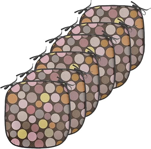 Miniatura 11 de Lunarable Swirly - Cojín de asiento para silla, diseño de líneas retro rizadas, funky en espiral, vida marina náutica, antideslizante, para cocina y