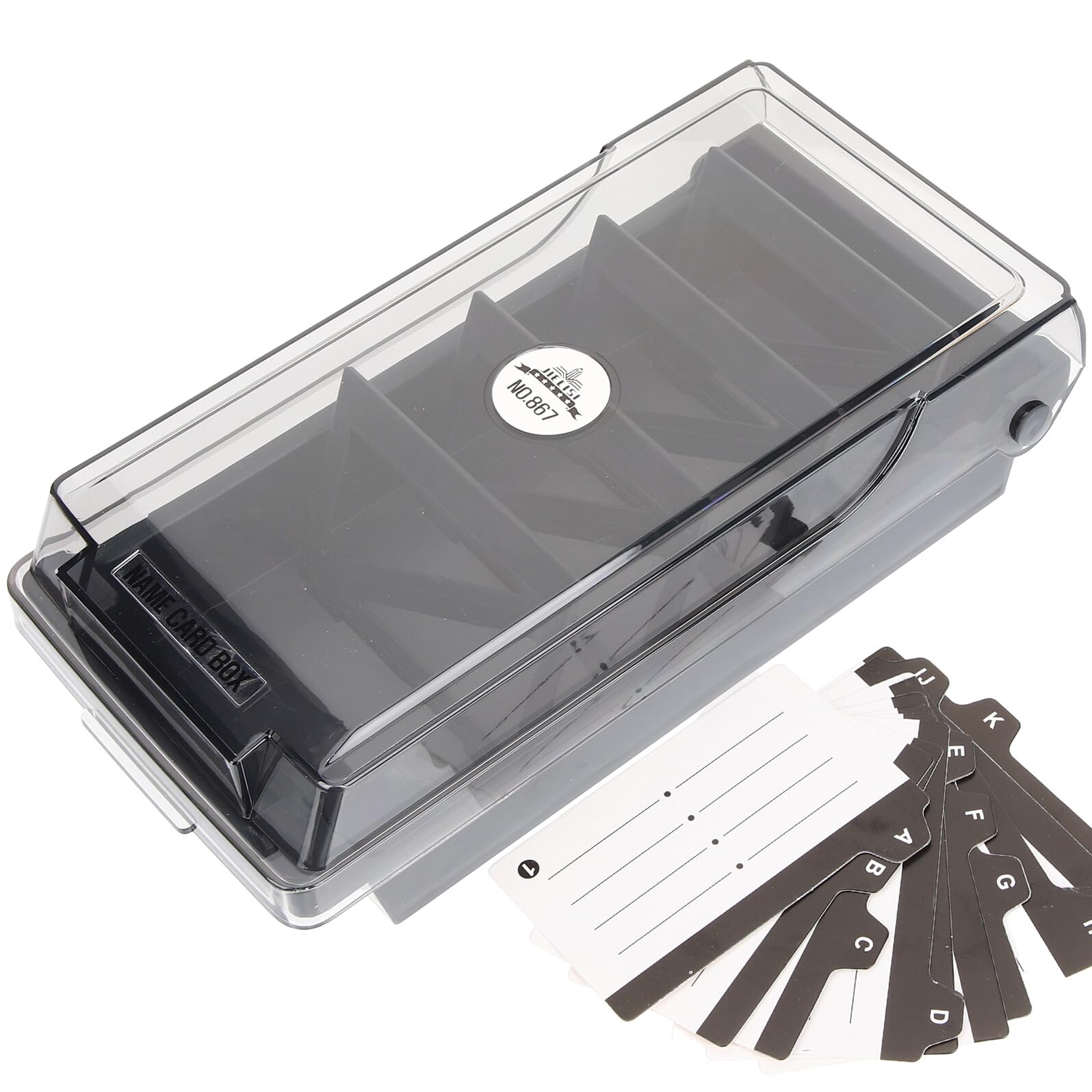Caja de tarjetas de gran capacidad plástica PRETYZOOM organizadora y duradera color negro