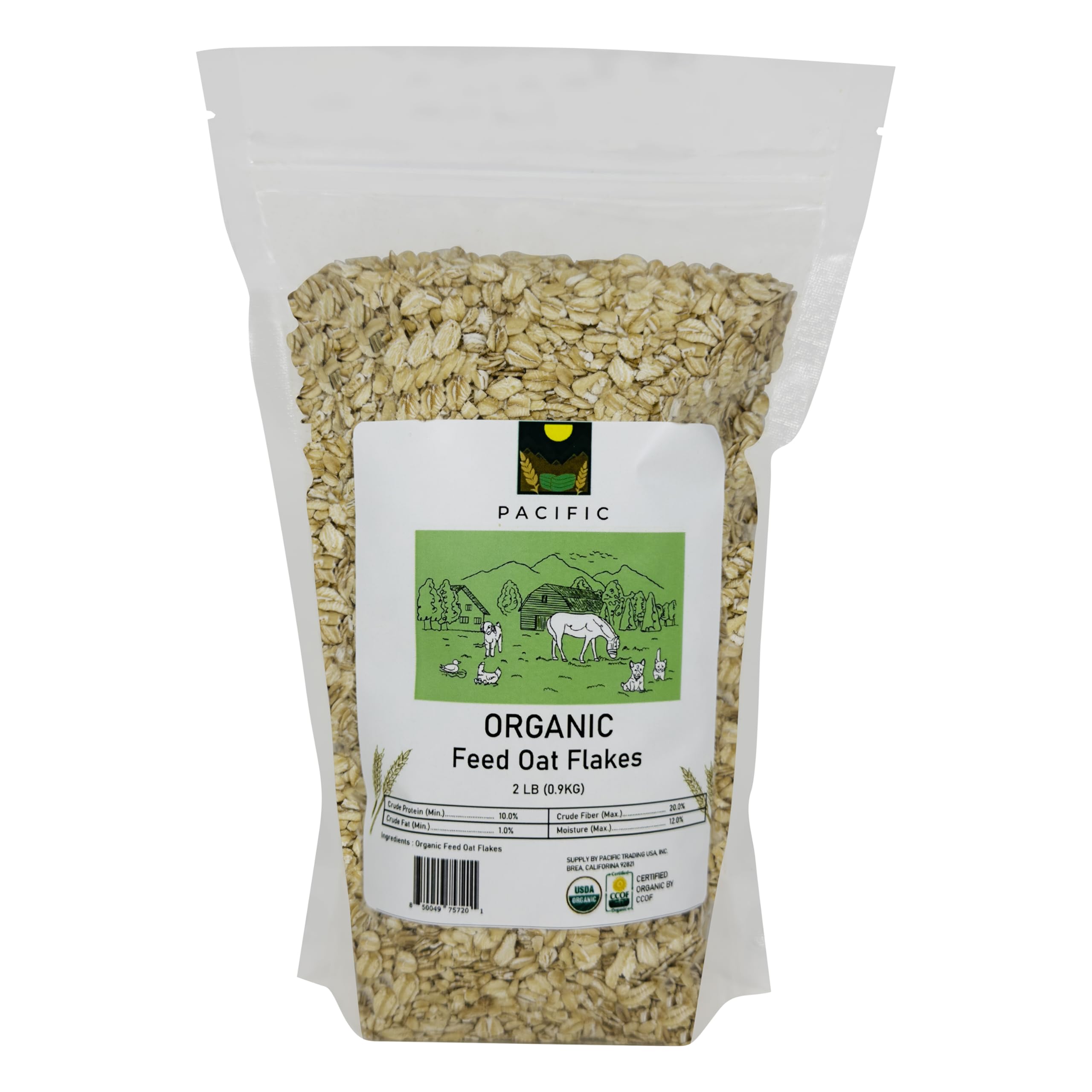 Pacific Organiczna karma dla zwierząt domowych płatki owsiane - płatki owsiane dla optymalnego odżywiania zwierząt domowych - bogate w błonnik i minerały | Owies organiczny z certyfikatem USDA i CCOF