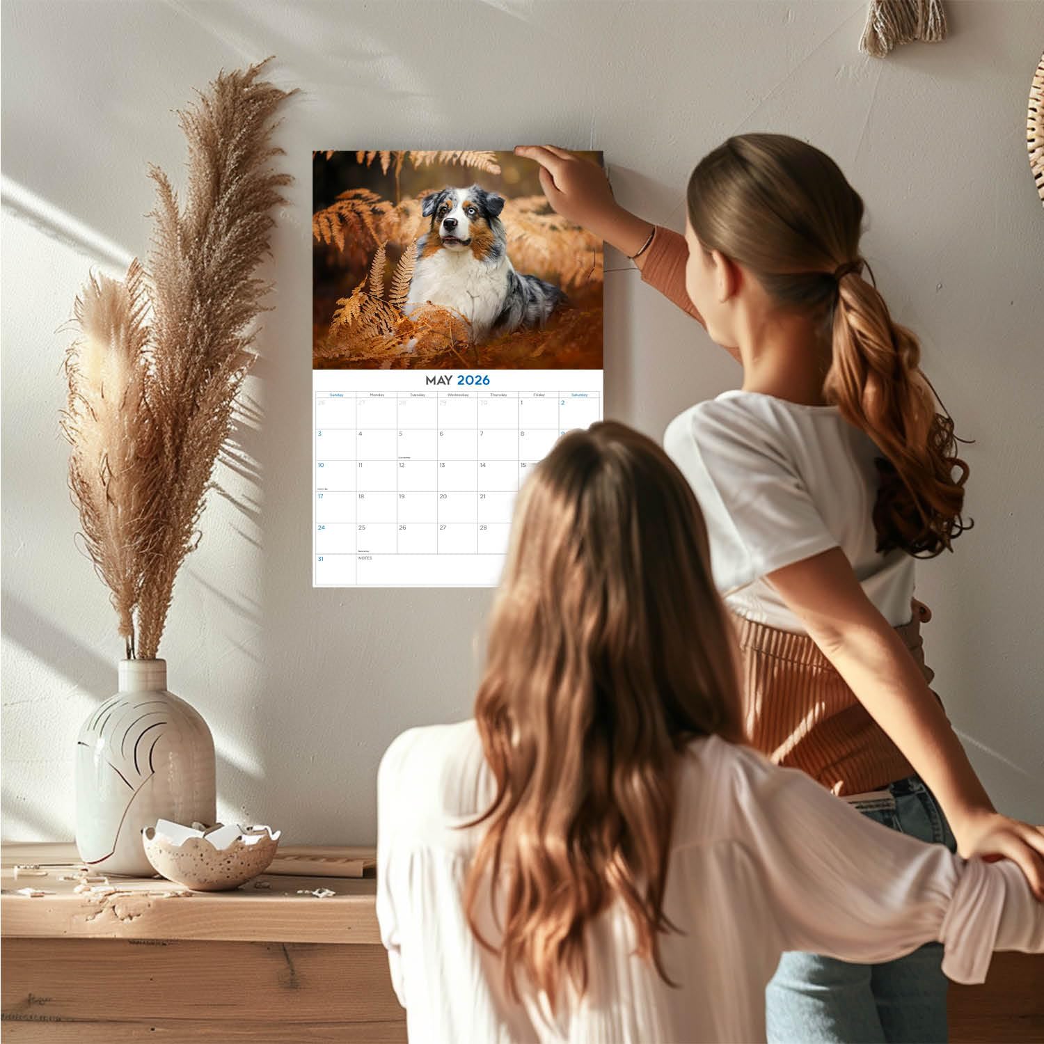 Calendario de pastor australiano 2024 2025 – Calendario mensual de pared de raza de perro – 12 x 18 pulgadas abierto – Papel grueso que no se corre – Regalo – Planificador académico para profesores