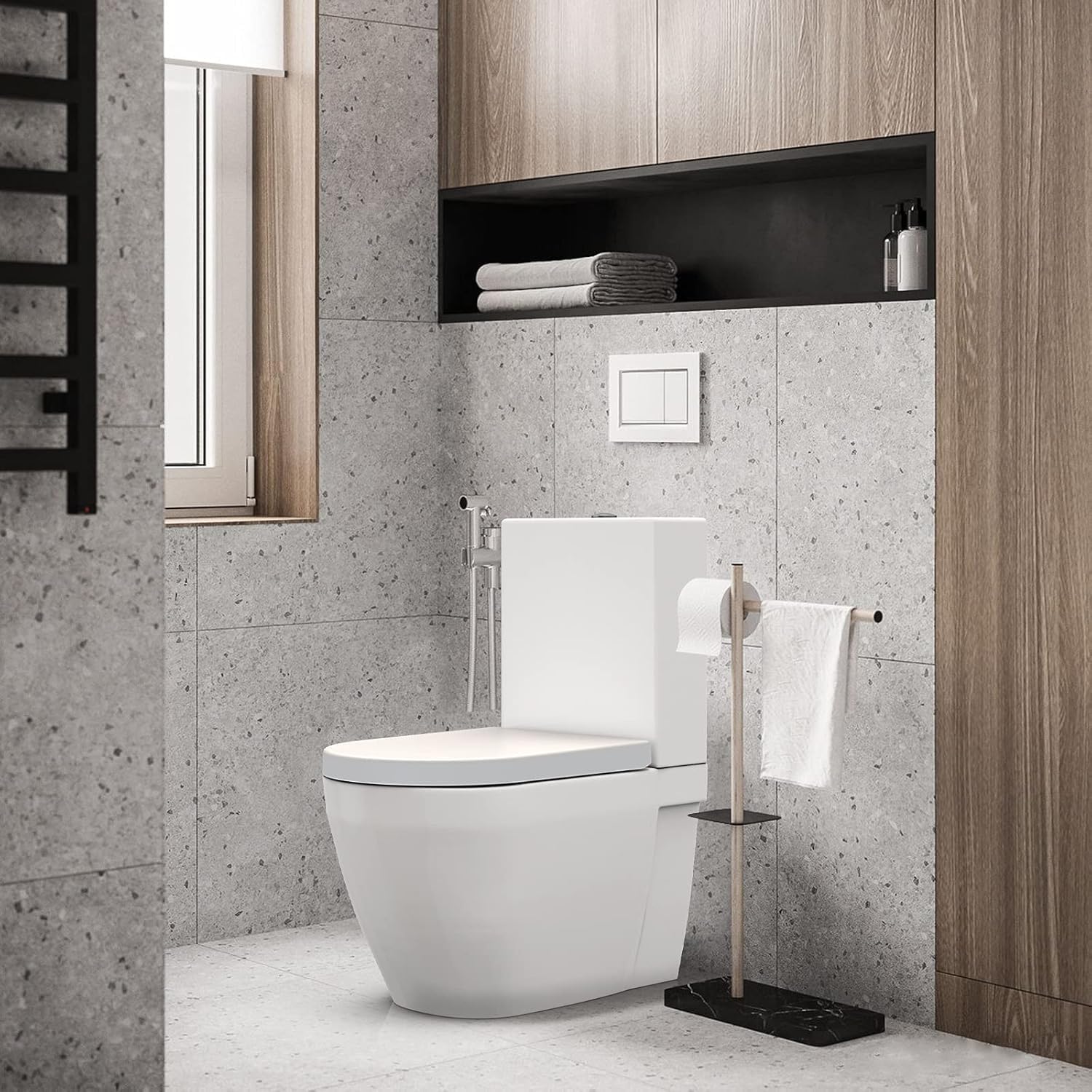 Sedile WC Forma D con Seggiolino Bambini Magnetico, Copriwater Universale in PP Spesso, Chiusura Rallentata Soft Close, Quick-Release, Antiscivolo, Facile da Pulire, Bianco per Famiglia