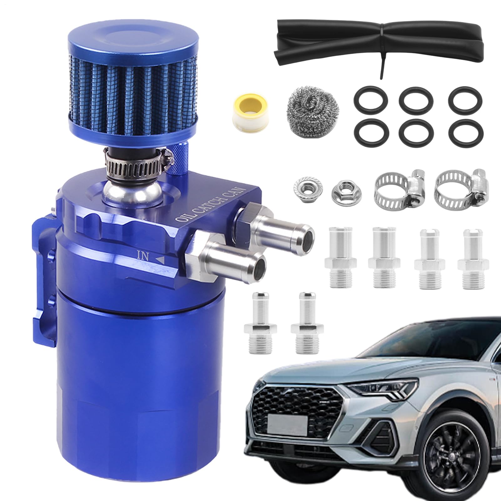 Pobine olio - Serbatoio separatore olio in alluminio per PCV motore, cattura olio ad alte prestazioni Can con strisce | Impedisce l'accumulo di vapore olio e