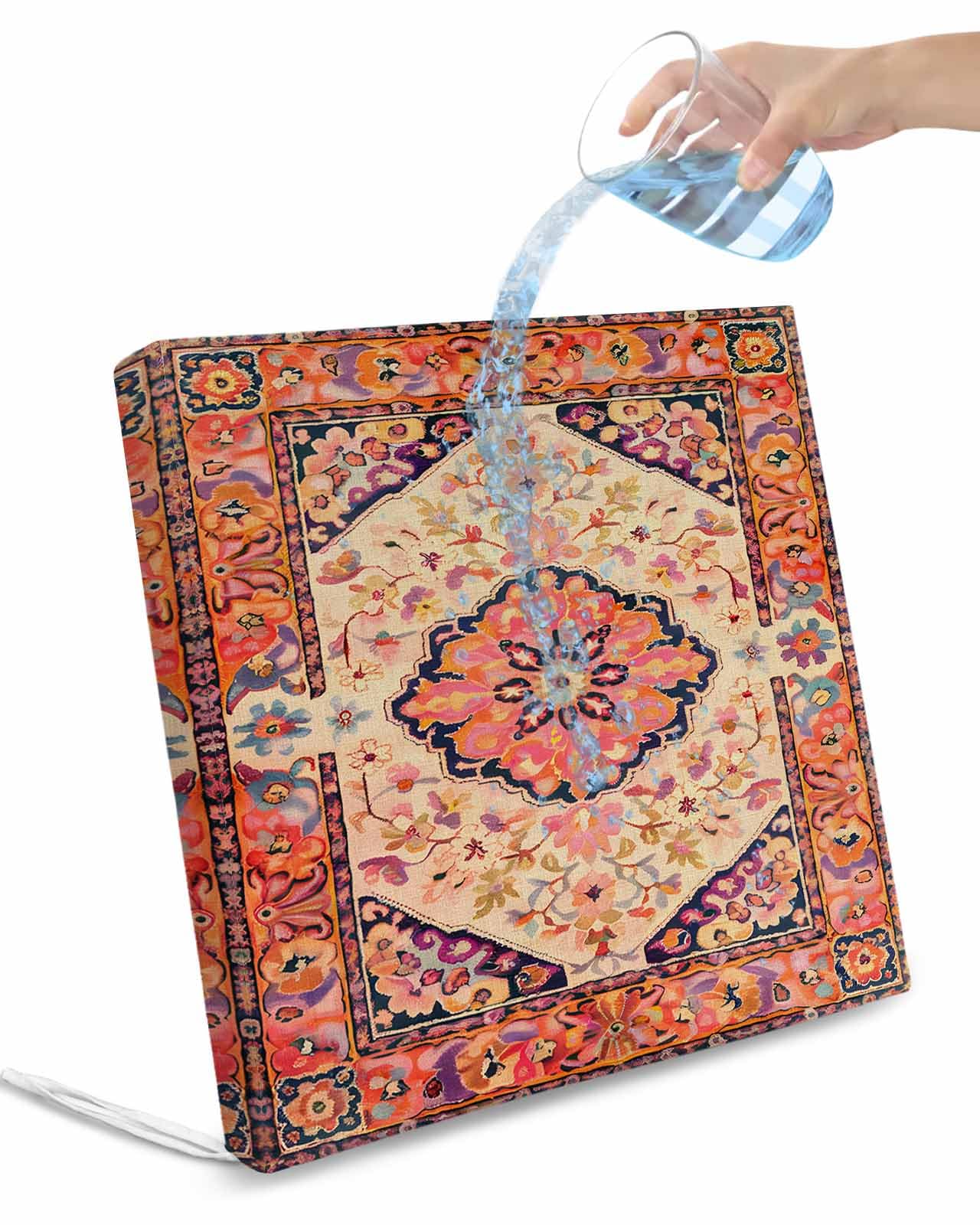 Hokiten Boho Aztec Outdoor Cushion Chair Cover Set of 2 - Waterproof Couch Seat Covers, Retro Southwest Farmhouse Ethnic Floral Patio Furniture Protector Cushions Slipcovers for Sofa/RV, 24