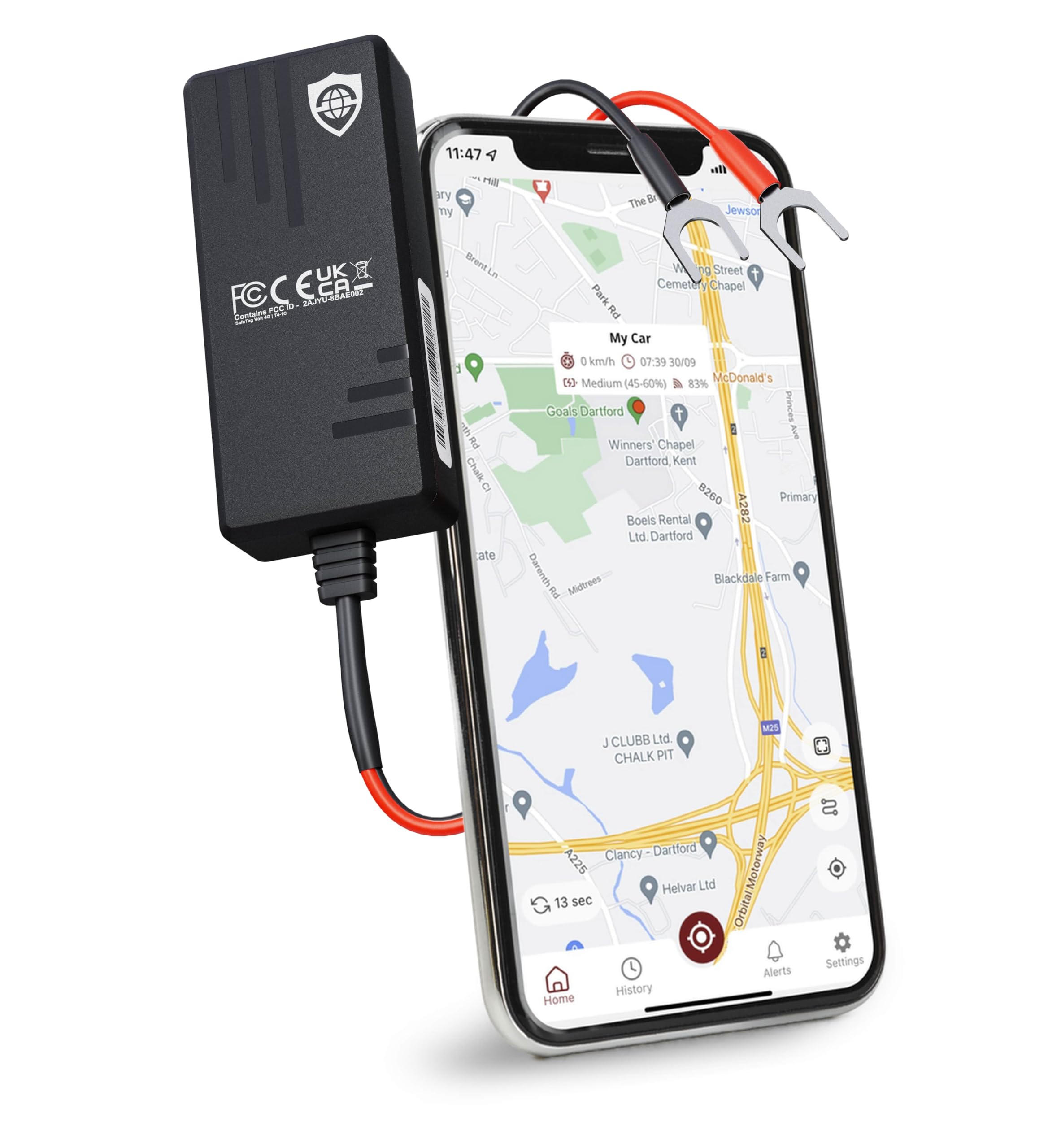 SafeTag Volt 4G LTE GPS Tracker Dispositivo de Seguimiento de vehículos en Tiempo Real - Furgoneta, Motocicleta, Caravana, Autocaravana, Tractor, Autocar, Bicicleta y Coche Tracker - 12-24V