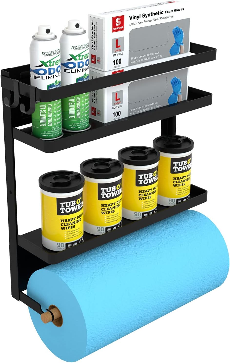 graffitimaster Garage Paper Rack Organizer, Storage Rack for Garage, Black Metal