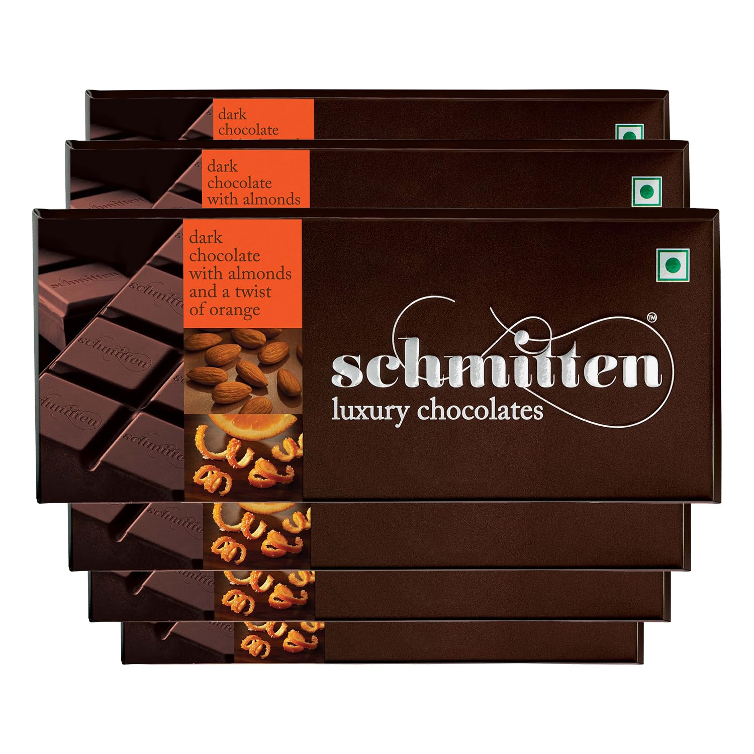 Schmitten Luxury Dark Chocolate Box, Flavor- Almond And A Twist Of Orange Combo - 6 x 70g Bars (420g) | Premium Gift Pack for Family and Special Occasions | Made with Rich Cocoa Butter (B08DKS4CN7) Amazon Price History, Amazon Price Tracker