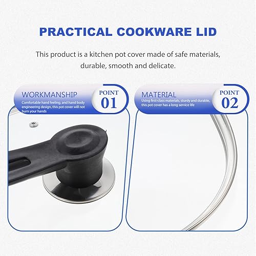 Miniatura 4 de Luxshiny Tapa cuadrada de vidrio para untar, para sartenes de hierro fundido, tapa de sartén con asa, tapa universal para olla, cubierta de sartén