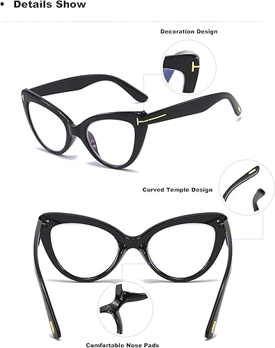 Miniatura 5 de Viseng Gafas de lectura de ojo de gato de gran tamaño para mujer, gafas de computadora con luz azul, elegante lector +3.0 (color gelatina)