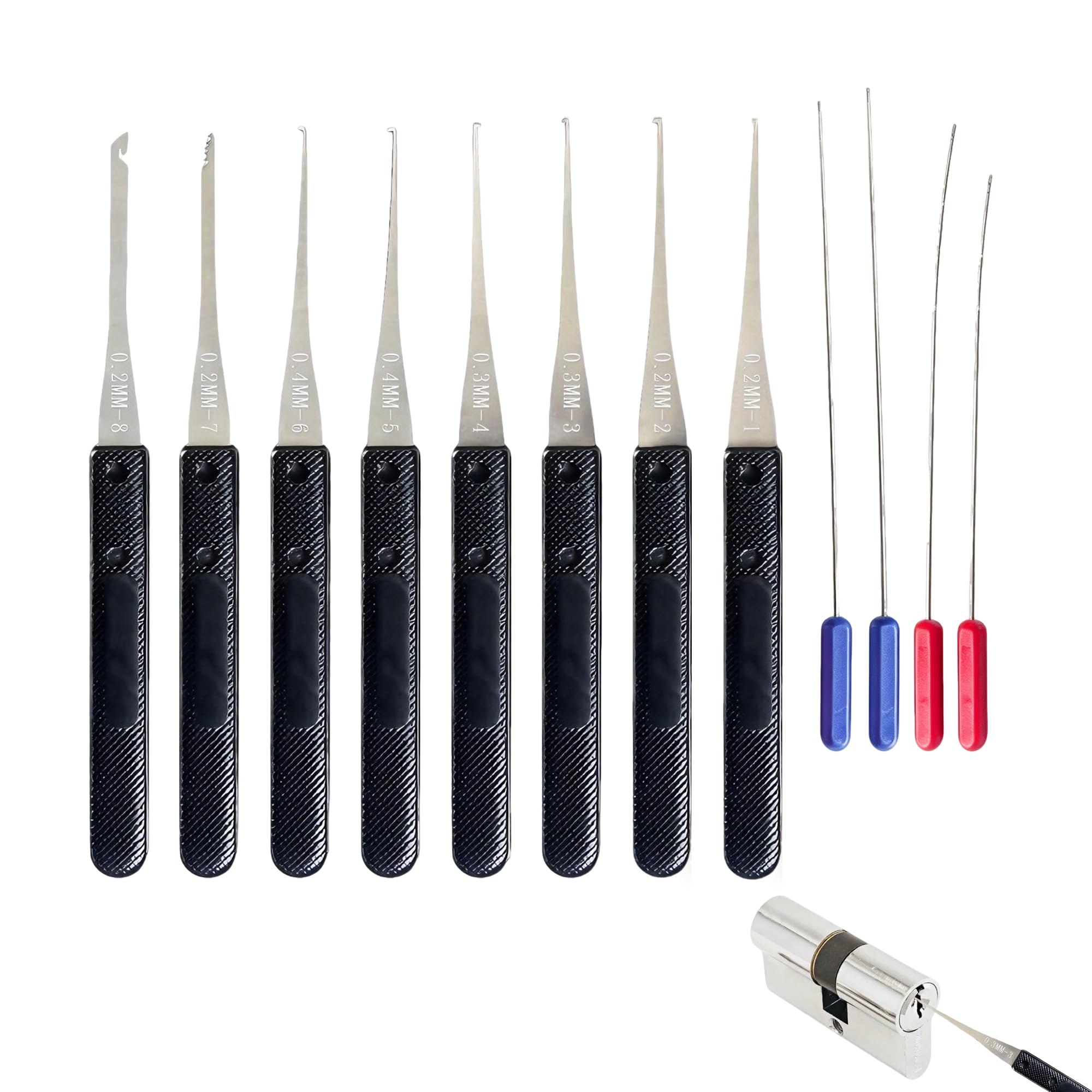 12 Pcs Broken Key Extractor Set, 0.2-0.4mm Professional Broken Key Extractor Tool, Professional Locksmith Tools for Broken Key Removal