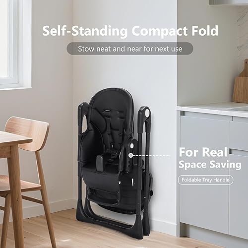 Miniatura 6 de Kinder King Silla alta para bebés y niños pequeños, se convierte en silla para niños pequeños, silla alta plegable simple para bebés, altura