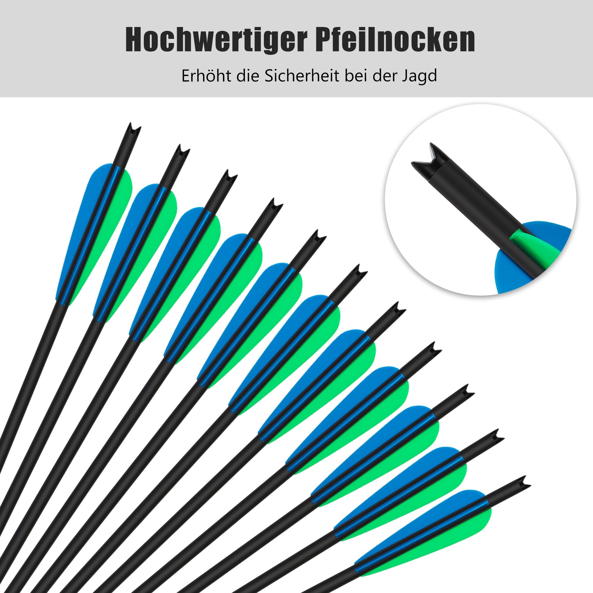 14-Stück 20-Zoll-Armbrustpfeile, Jagd-Carbonpfeile für Armbrust-Zielübungen im Freien