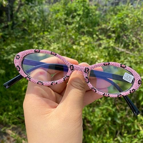 Miniatura 2 de Gafas de lectura brillantes con diamantes de imitación para mujer, retro, ovaladas, para fiesta, lupa